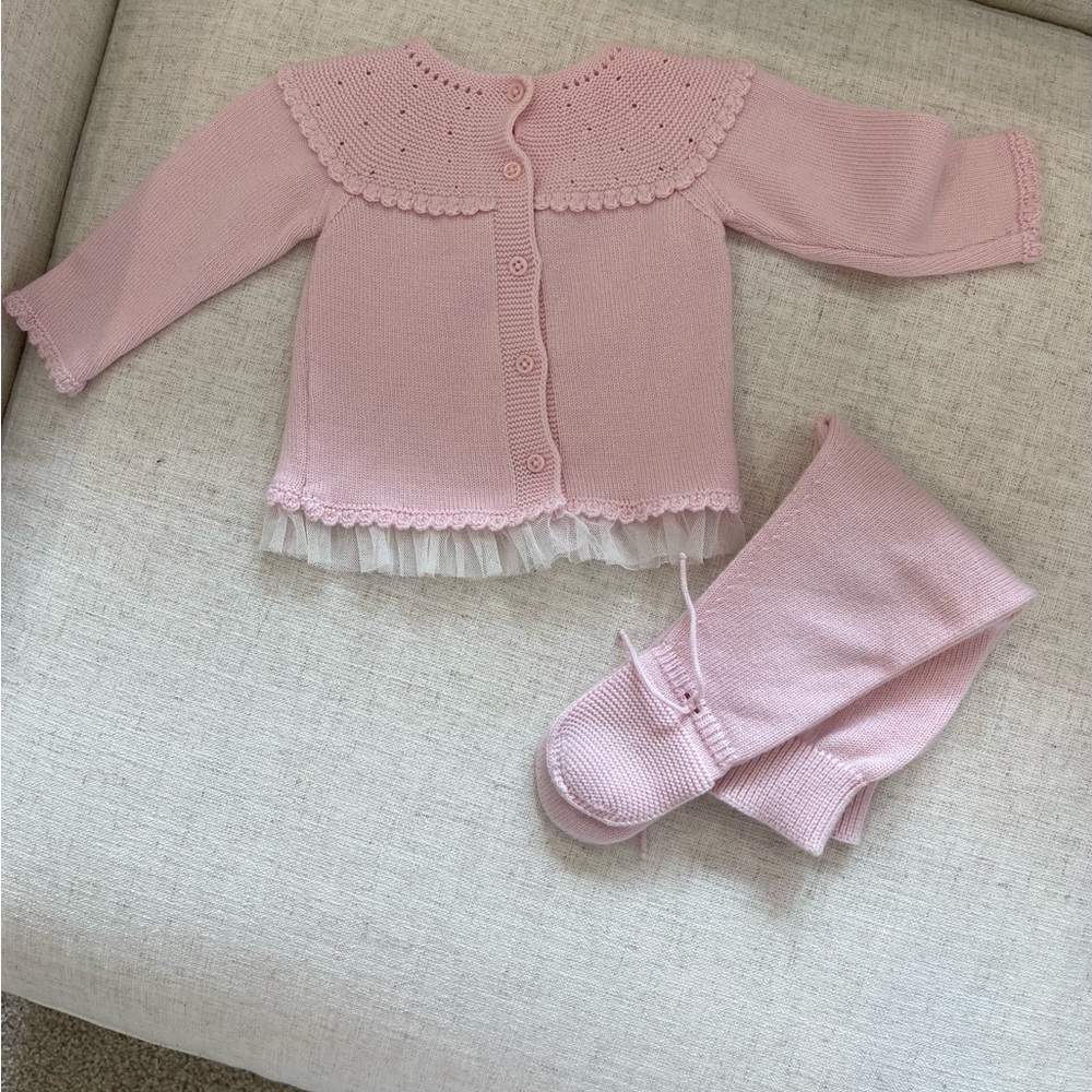Pink Baby Cardigan and Pants Set